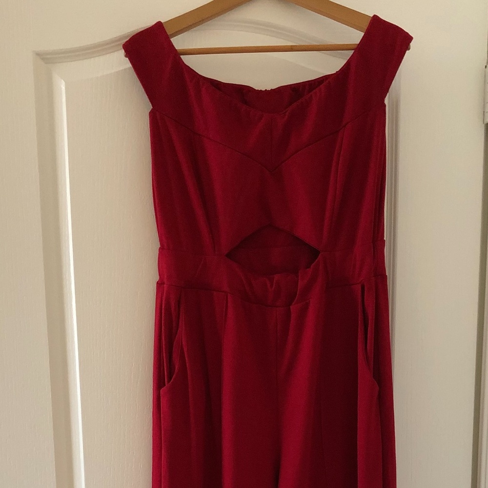 XL solid red cut out romper